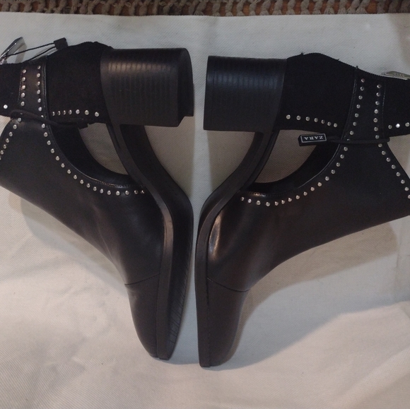 NWOT Zara Trafalac Size 11 Studded Ankle Boots - Picture 7 of 11